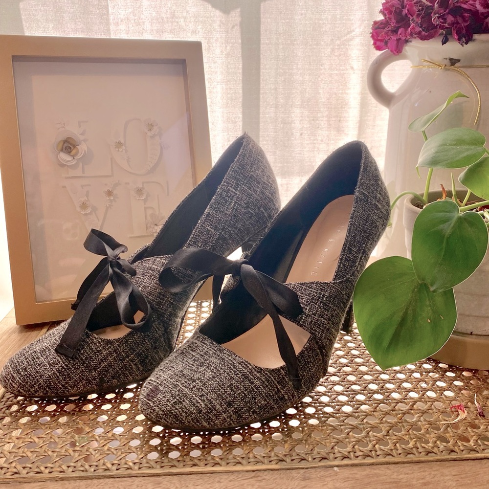 Cross stitch black and white heels